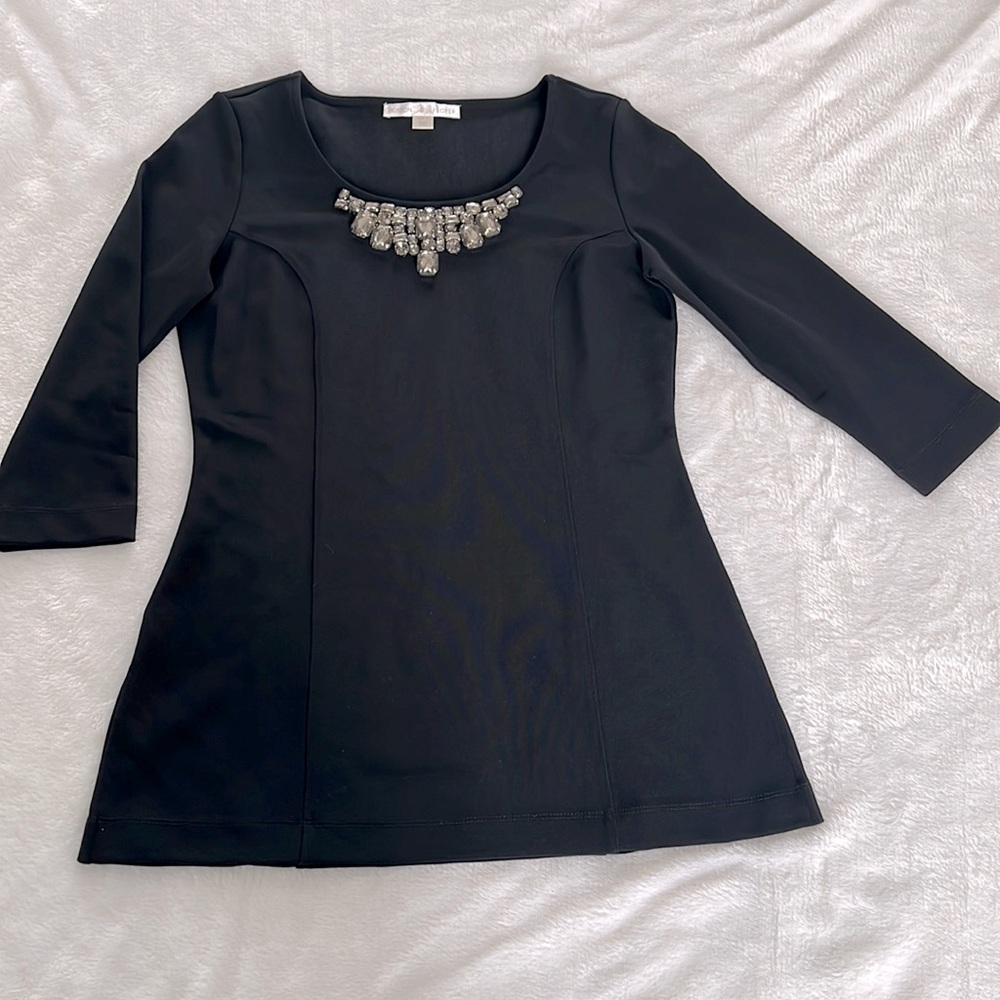 Boston Proper Black Embellished Top